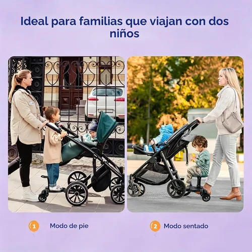Vista 4 de Tabla universal para cochecito con asiento desmontable, apto para la mayoría de marcas de cochecitos, tabla de pie para cochecito, soporta niños