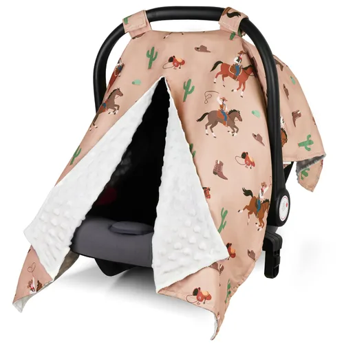 Vista 11 de Funda para Asiento de Coche Rquite para Bebé, Fundas para Asiento de Coche para Niño, Funda para Asiento de Coche de Invierno de Minky, Dosel