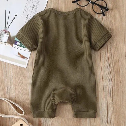 Vista 5 de RELABTABY Paquete de 2 mamelucos unisex para bebé recién nacido, con botones sólidos, para verano, ropa