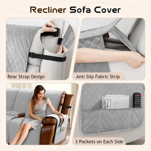 Vista 4 de Arfntevss Fundas impermeables para sofá seccional reclinable, fundas para sofá en forma de L, antideslizantes, lavables, juego de fundas para sofá