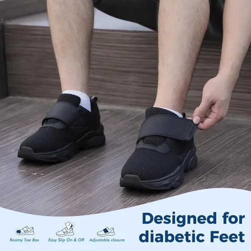 Vista 7 de Ortho+rest Zapatos para caminar diabéticos para hombre, zapatos para edema para pies hinchados, soporte de arco, zapatillas ortopédicas