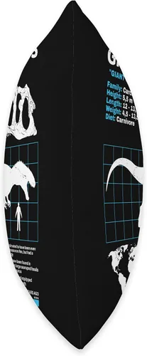 Vista 2 de Dinosaur fact sheets Dinosaur Fossils data sheet Sábana, almohada de dinosaurio Giganotosaurus, 16 x 16 pulgadas, multicolor