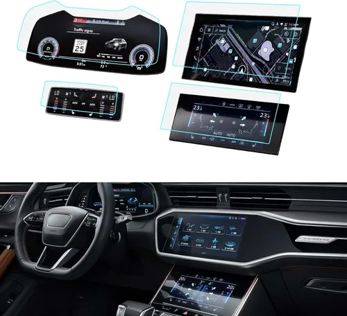 Vista 10 de LUWU Protector de pantalla para Audi A6 A7 Q8 2023 2024 Audi A6 A7 Q8 Accesorios 2019-2024 Audi A6 A7 Protector de pantalla de vidrio templado 9H