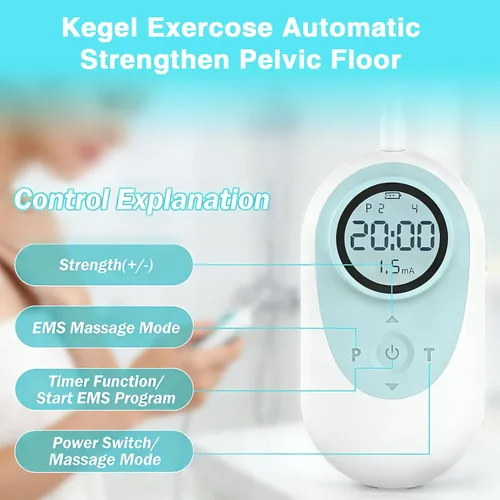 Vista 6 de Entrenador muscular del suelo pélvico con pantalla LCD - Ejercitador de Kegel de masaje y EMS 2 en 1 para mujeres, intensidad ajustable y tapón