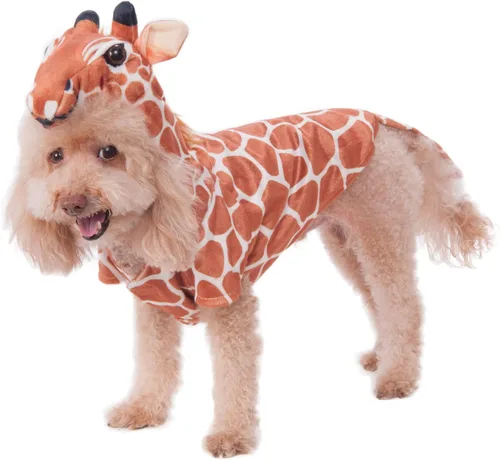 Vista 2 de Rubies Costume Company disfraz de jirafa con capucha para mascotas, S, Marrón