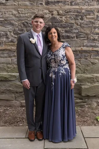 Vista 4 de Bordado cuello en V vestidos de madre de la novia para boda 2025 encaje gasa maxi formal madre novio vestido con aberturas