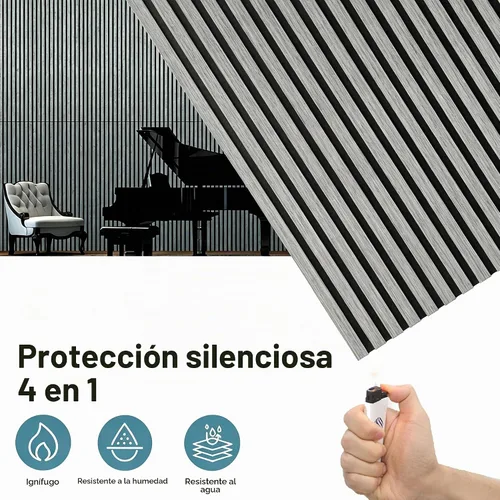 Vista 5 de AKUMAX - Paneles de pared acústicos de listones de madera, 2 unidades de 24 x 48 pulgadas cada uno, 15.5 pies cuadrados, paneles de pared de Roble
