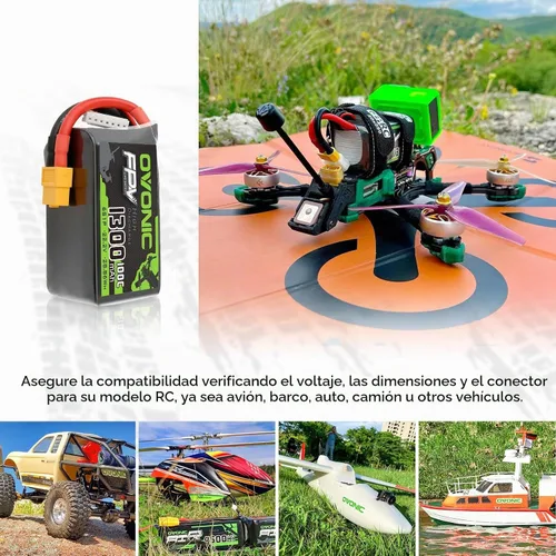 Vista 5 de OVONIC 6S Lipo Batería 100C 1300mAh 22.2V Lipo Batería con XT60 Conector para RC FPV Racing Drone Quadcopter