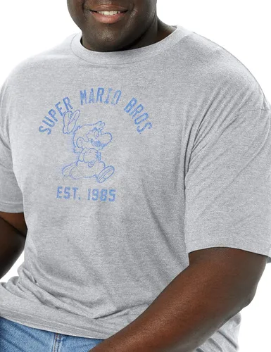 Vista 3 de Nintendo Camiseta Magic Mario Big & Tall para hombre, jaspeado atlético, talla 2XL alta, Athletic Heather
