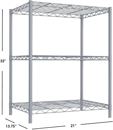 Vista 3 de Home Basics Unidad de almacenamiento de estantería de alambre (3 niveles, gris)