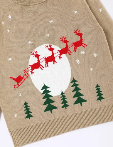 Vista 5 de Menglang Traje de Navidad para bebés y niñas suéter de ciervo de Navidad ropa de invierno