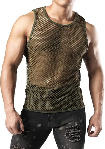 Vista 4 de JOGAL Camiseta de malla ajustada sin mangas para hombre