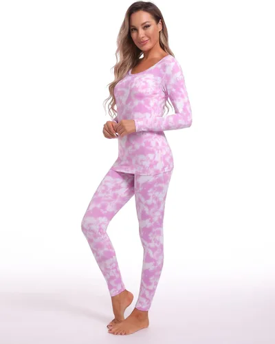 Vista 2 de INNERSY Conjunto de ropa interior térmica ligera para mujer, con forro polar, capa base para clima frío