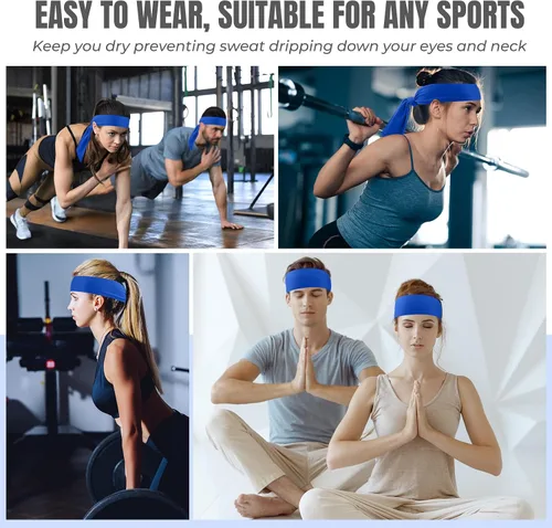 Vista 6 de Hiboom Paquete de 18 diademas deportivas para hombres y mujeres, diademas de karate ninja, bandas elásticas para el cabello para jugar tenis