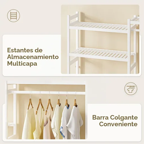 Vista 9 de Cozivolife Estante de Almacenamiento sobre Lavadora y Secadora de Bambú, Perchero de Secado de Cuarto de Lavado de 5 Niveles con Estantes Ajustables
