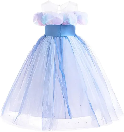 Vista 10 de Vestido de cumpleaños de princesa Cenicienta para niñas, disfraz de Halloween, concurso de Navidad, fiesta de baile con accesorios
