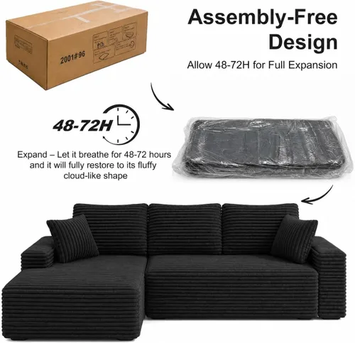 Vista 4 de Sofá modular Cloud de 104 pulgadas, cómodo sofá en forma de L con asiento profundo, sofás tapizados modernos para sala de estar y dormitorio,