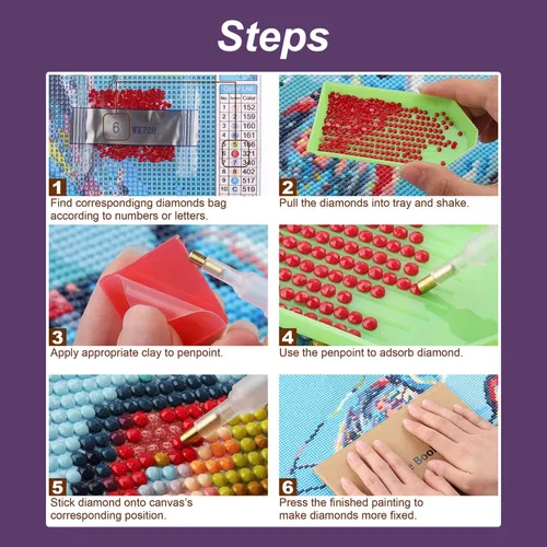 Vista 6 de Stalente Kits de pintura de diamantes para adultos, kits de arte de diamantes 5D para principiantes, pintura de diamante redonda para decoración