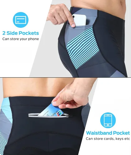 Vista 2 de Sportneer Mens Padded Bike Shorts with Pocket Gel Padding Bicycle Cycling Shorts for Mountain Road Biking with 3 Pockets