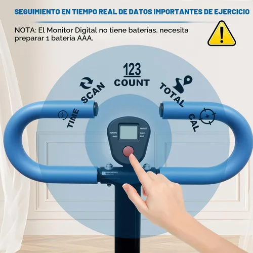 Vista 4 de Máquina paso a paso con asas ajustables, máquina de ejercicio paso a paso compacta con pantalla LCD para entrenamiento cardiovascular en casa
