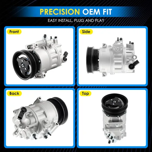 Vista 8 de Compresor de aire acondicionado para Volkswagen Jetta Passat Golf Beetle Cabrio R32 Rabbit, para Audi TT RS Quattro Compresor de CA de repuesto