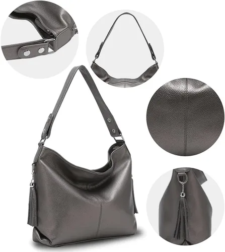 Vista 17 de Moda suave cuero genuino borla mujer bolso señoras hombro mensajero hobo bolso