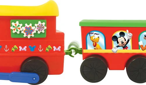 Vista 6 de Kiddieland Toys Limited - Mickey Choo, alimentado por batería, de 12 meses a 36 meses con Caboose & Tracks Ride On, los colores reflejantes pueden