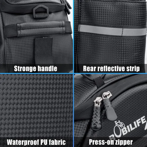 Vista 6 de Bolsa de transporte para maletero de bicicleta, impermeable, para viajes, expedición, bolsa de transporte para casco de carga con soporte
