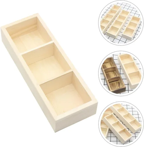 Vista 9 de Wood Tea Bag Holder Box, 3 Compartment Storage Organizer for Office