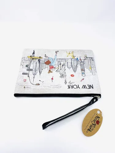 Vista 5 de Bolso grande de la mano del bolso del maquillaje del bolso de la cremallera del recuerdo de Nueva York para niñas y mujeres, JP-330133A, Bolso