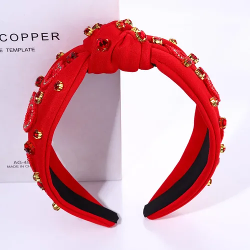 Vista 5 de MOLOCH Diadema de corazón rosa para mujer con diamantes de imitación, diadema de corazón con nudo de cristal, banda ancha de terciopelo a la moda