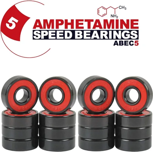 Vista 2 de Amphetamine ABEC 5 Rodamientos 16pk para patines en línea - Incluye rodamientos para 8 ruedas - Rojo
