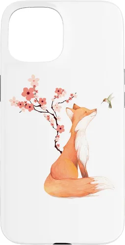 Vista 6 de The Cute Fox and Hummingbird Cherry Blossom Flower Present Case for iPhone 17