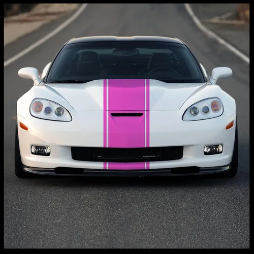 Vista 25 de Racing Stripes - Calcomanía de vinilo para automóvil, camión, JDM Import Euro, negro, rojo, blanco, plateado, rosa, verde lima