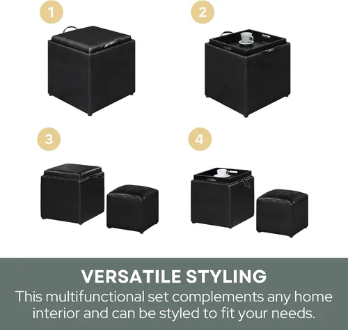 Vista 8 de Designs4Comfort Park Avenue - Otomana individual con taburete y bandeja reversible