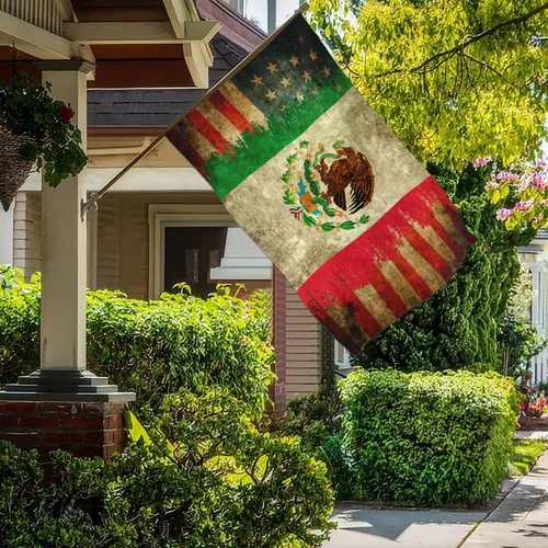 Vista 2 de NASIAN Bandera de México, banderas mexicano-americanas para exteriores, 3 x 5, doble cara, México, Estados Unidos, bandera de la amistad, bandera