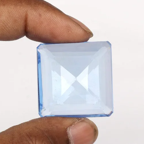 Vista 2 de Real-Gems 109.80 Ct Topacio azul en forma de esmeralda utilizado para la fabricación de joyas, Gema, hidrotermal - topacio azul