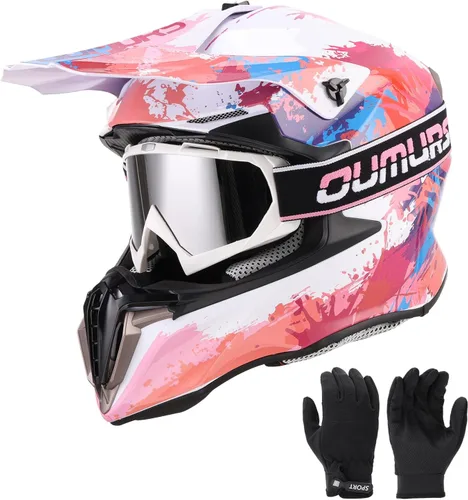 Vista 8 de Dirt Bike Helmet for Kids Boys & Girls with Goggles & Gloves for 8-18 Years Old, DOT Certified Kid ATV Helmet Motocross Off Road