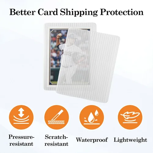 Vista 3 de Klmnop Paquete de 100 protectores de envío de tarjetas intercambiables, protectores rígidos de tarjetas de 3.5 x 4.5 pulgadas y 50 sobres