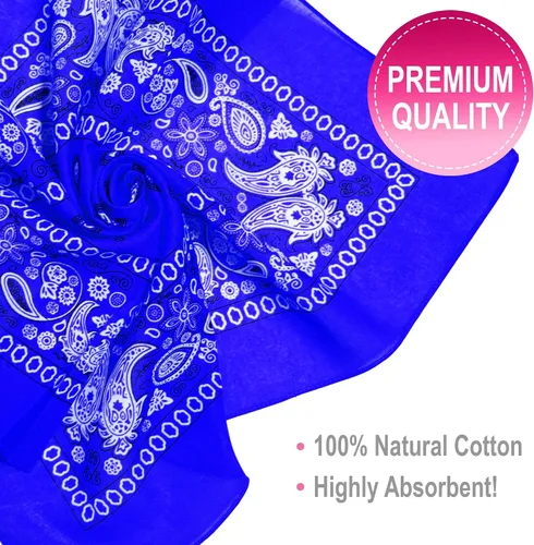 Vista 4 de Basico Bandanas 100 algodón cabeza Wrap multiusos 6 12 paquetes