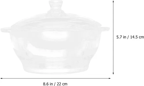 Vista 2 de Cacerola de vidrio transparente con tapa y asas, olla de 2.5 L para cocinar, hornear, servir, microondas y horno