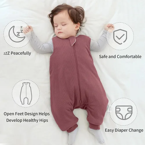 Vista 5 de BubblePanda - Saco de dormir para niños pequeños hecho de rayón de bambú con pies 1.0 tog, saco de dormir transpirable 6-12 meses, manta portátil