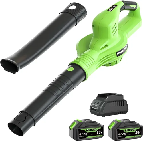 Vista 7 de Soplador de hojas inalámbrico, soplador de hojas eléctrico de 20V con batería de 4000mAh y cargador, 2 modos de velocidad, sopladores de hojas