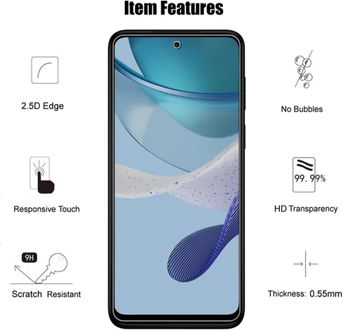 Vista 4 de (3+3) Protector de pantalla de vidrio templado con protector de lente de cámara para Motorola Moto G 5G 2023 (paquete de 3)