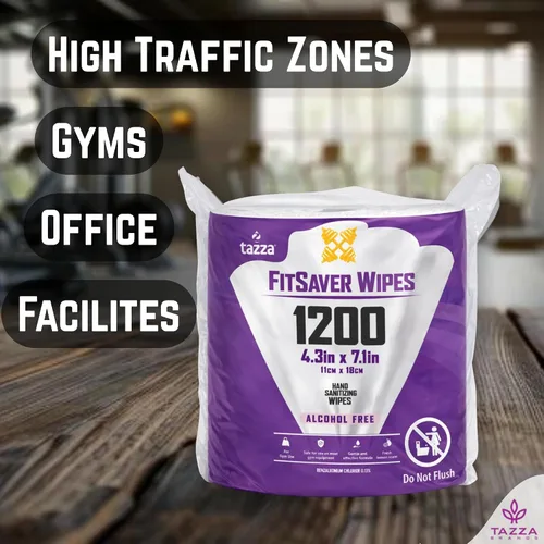 Vista 2 de Tazza TAZZAWP1200 Toallitas húmedas - 4 x 1200 unidades, toallitas duraderas pre-saturadas de limpieza para equipamiento de gimnasio. ¡1 centavo por