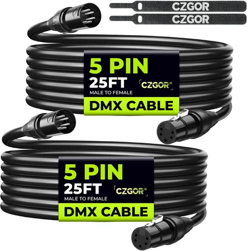 Vista 8 de Cable DMX de 5 pines de 10 pies, cable DMX flexible de 5 pines XLR macho a hembra, cable de iluminación de 5 pines para luces de escenario, señal
