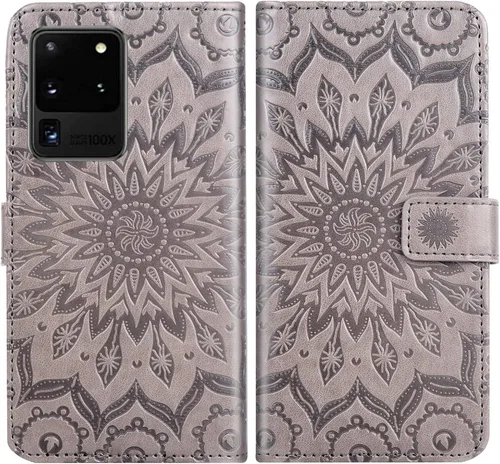 Vista 5 de Funda de teléfono para Samsung Galaxy S20 Ultra 5G con protector de pantalla de vidrio templado, funda de cuero con tapa para tarjetero, accesorios