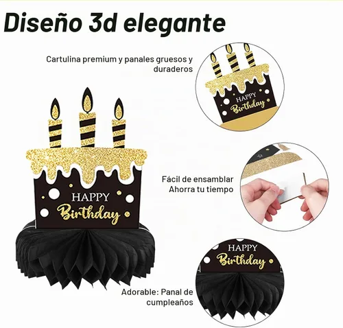 Vista 3 de 9 piezas de decoración de cumpleaños número 30 para centros de mesa de cumpleaños 30 para decoración de mesas, decoraciones de alegría a 30 años
