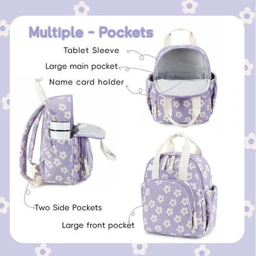 Vista 4 de Bluboon Mochila infantil para niñas y niños de 2 a 4 años, lindas mochilas de 12 pulgadas para preescolar, mochilas para guardería, escuela, viajes