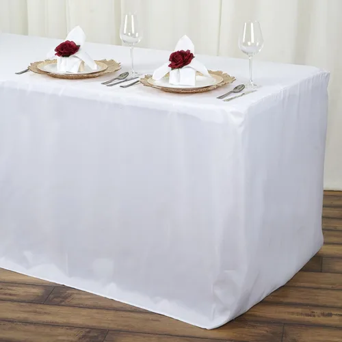 Vista 15 de BalsaCircle Mantel de poliéster ajustado negro de 6 pies para bodas, fiestas, eventos, mantelería